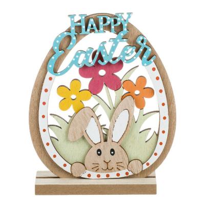 Dekoruese tavoline veze me fytyre lepuri happy easter 15cm 