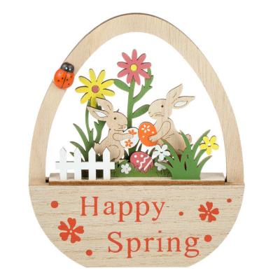 Dekoruese tavoline veze me lule dhe lepuj happy spring 14x17cm 