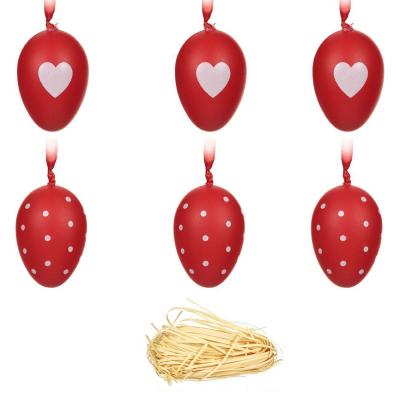 Dekoruese pashkesh veze te kuqe me pika dhe zemra  12cp 3x5cm