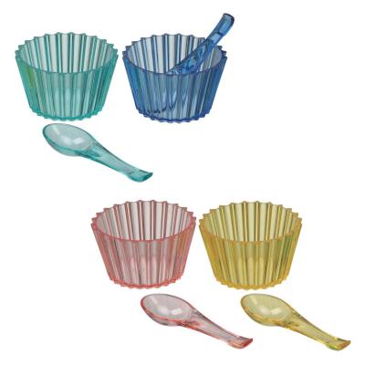 Tas plastik me lugë për akullore 190ml 4copë