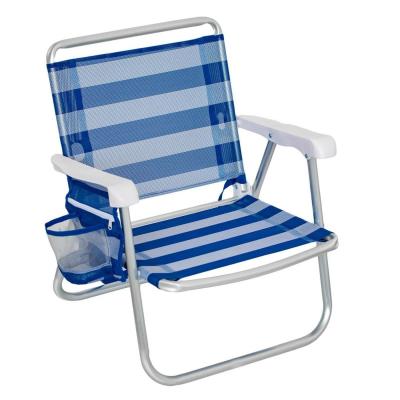 Karrige plazhi e bardhë me vija blu 90 kg 60x61x63 cm