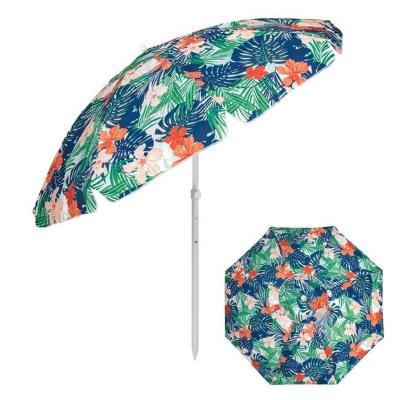 Çadër plazhi me dizajn tropikal, gjethe blu & lule portokalli  2 m (28–32 mm)
