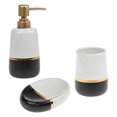 Set tualeti krem dhe e zeze me vija gold 3cope