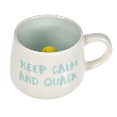 Filxhan qeramik me rosë 3D brenda "Keep Calm And Quack" 370ml